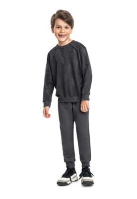 Conjunto Blusão Listrado e Calça Bee Loop Cinza
