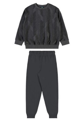 Conjunto Blusão Listrado e Calça Bee Loop Cinza