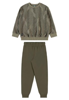 Conjunto Blusão Listrado e Calça Bee Loop Cinza