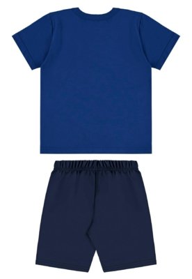 Conjunto Camiseta Bermuda Moletom Bee Loop Azul