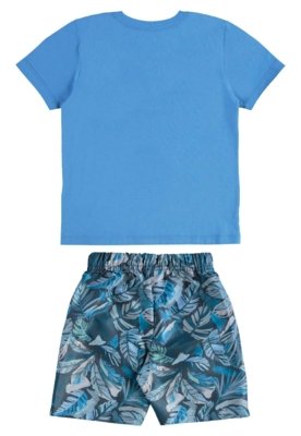 Conjunto Camiseta e Bermuda Bee Loop Azul