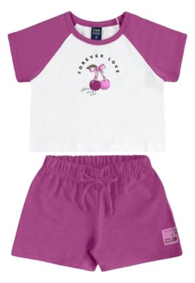 Conjunto Cropped Cerejinha e Short Bee Loop Branco