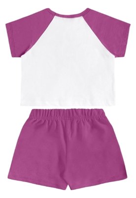 Conjunto Cropped Cerejinha e Short Bee Loop Branco