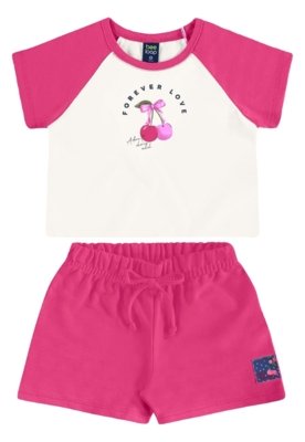 Conjunto Cropped Cerejinha e Short Bee Loop Off-White