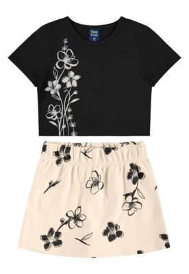Conjunto Cropped Short-Saia Bee Loop Preto