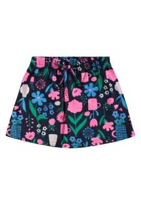Conjunto Cropped e Short-Saia Floral Bee Loop Bege