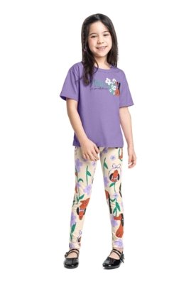 Conjunto Flores & Focinhos Legging Bee Loop Roxo