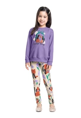 Conjunto Flores e Focinhos Menina Bee Loop Roxo