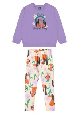 Conjunto Flores e Focinhos Menina Bee Loop Roxo