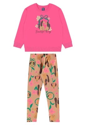 Conjunto Flores e Focinhos Menina Bee Loop Roxo