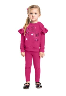 Conjunto Infantil Blusão e Legging Bee Loop Marrom