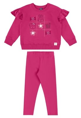 Conjunto Infantil Blusão e Legging Bee Loop Marrom
