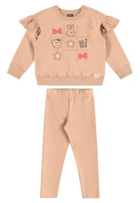 Conjunto Infantil Blusão e Legging Bee Loop Marrom