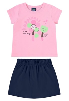 Conjunto Infantil Flor Feliz Bee Loop Branco