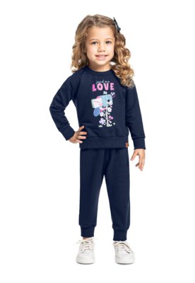 Conjunto Infantil Moletom Glitter Bee Loop Rosa