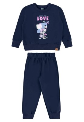 Conjunto Infantil Moletom Glitter Bee Loop Rosa