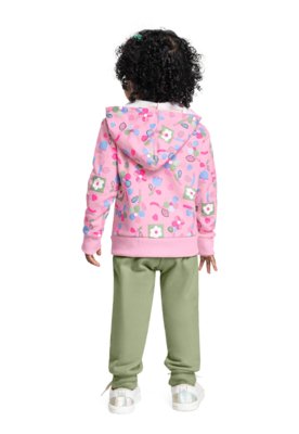 Conjunto Infantil em Moletom Floral Bee Loop Azul