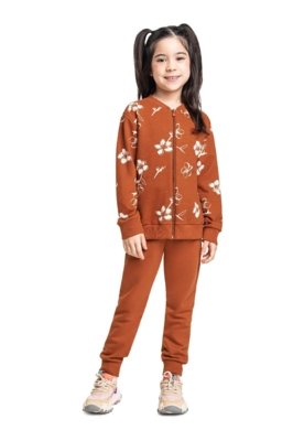 Conjunto Jaqueta Floral e Calça Bee Loop Bege