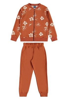Conjunto Jaqueta Floral e Calça Bee Loop Bege
