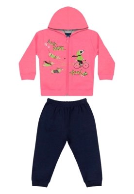 Conjunto Jaqueta e Calça Bebê Menina Bee Loop Rosa