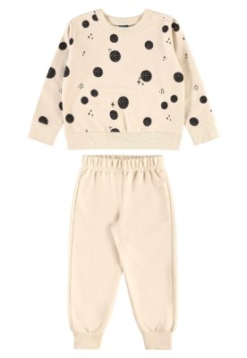 Conjunto Menina Blusão e Calça Bee Loop Bege