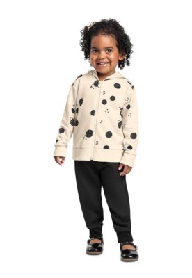 Conjunto Menina Jaqueta e Calça Bee Loop Bege