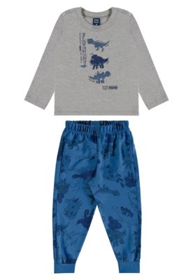 Conjunto Meu Dinossaurinho Infantil Bee Loop Cinza