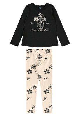 Conjunto Mon Chéri Legging Bee Loop Preto