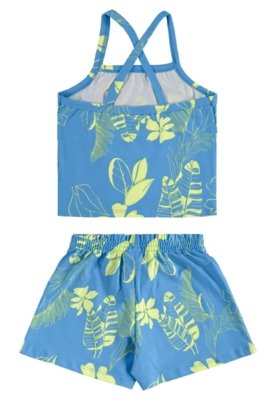Conjunto Regata Cropped e Short Bee Loop Azul
