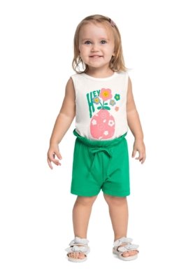 Conjunto Regata Florezinhas Short Bee Loop Bege