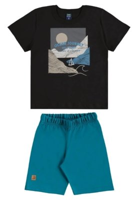 Conjunto Regata e Bermuda Bee Loop Preto