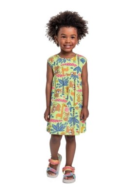Vestido Estampado Infantil Bee Loop Verde