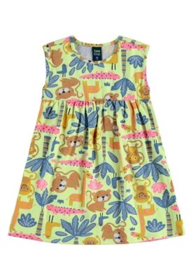 Vestido Estampado Infantil Bee Loop Verde