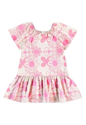 Vestido Floral em Cotton Infantil Bee Loop Rosa