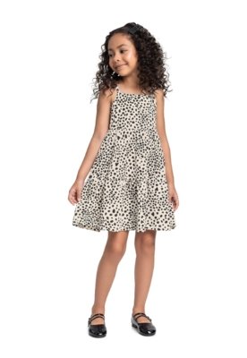Vestido Infantil Estampado Bee Loop Branco