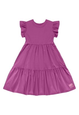 Vestido Infantil Manga Curta Bee Loop Roxo