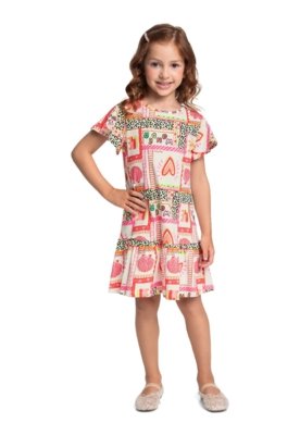 Vestido Infantil em Algodão Bee Loop Rosa