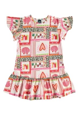 Vestido Infantil em Algodão Bee Loop Rosa