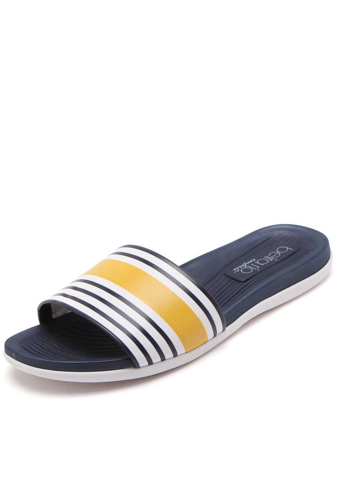 Chinelo Slide Beira Rio Listras Azul - Compre Agora | Dafiti Brasil