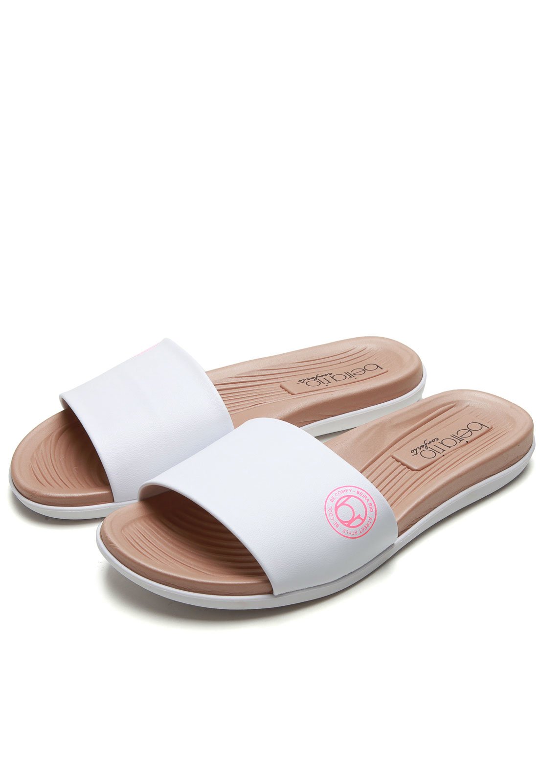 Chinelo Slide Beira Rio Logo Branco - Compre Agora | Dafiti Brasil