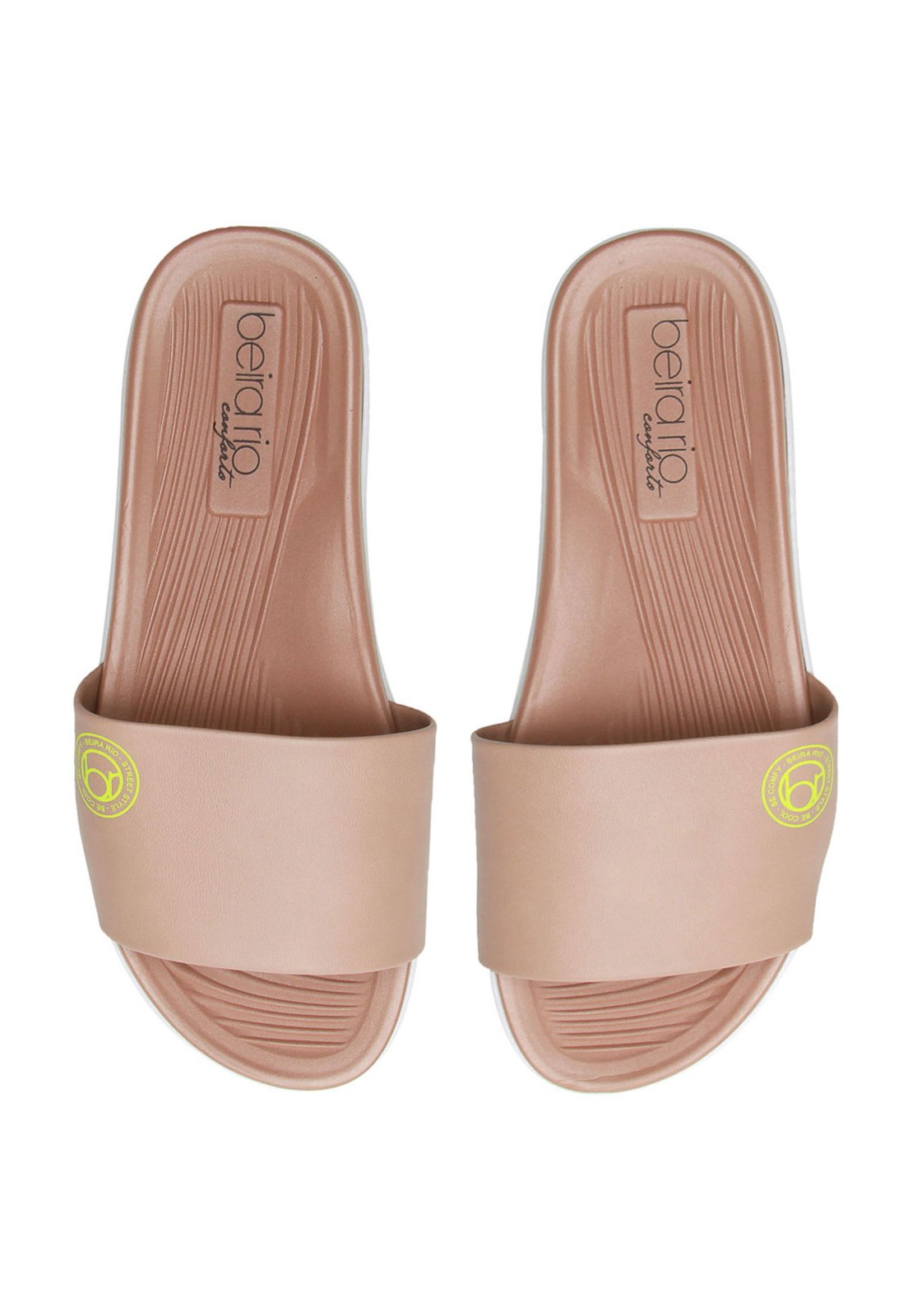 Chinelo Slide Beira Rio Logo Metal Bege - Compre Agora | Dafiti Brasil