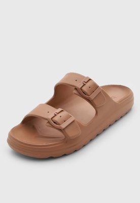 Chinelo Slide Feminino Beira Rio Fivelas Nude