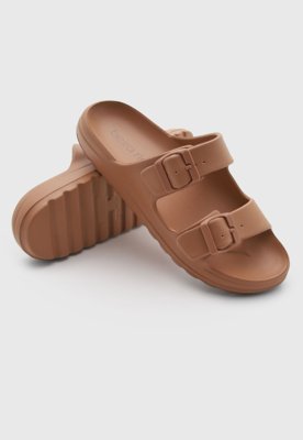 Chinelo Slide Feminino Beira Rio Fivelas Nude