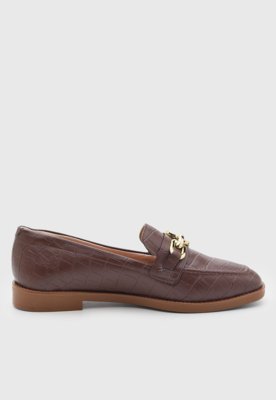 Mocassim Feminino Beira Rio Couro Croco Marrom