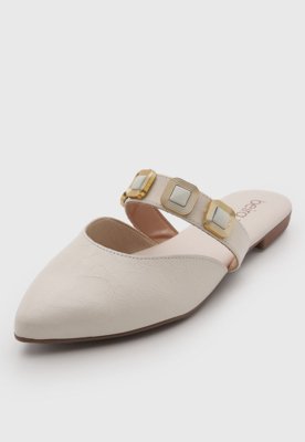 Mule Feminino Beira Rio Fivela Off-White