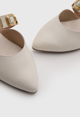 Mule Feminino Beira Rio Fivela Off-White