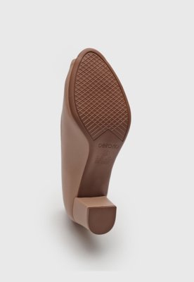 Peep Toe Beira Rio Salto Grosso Bege