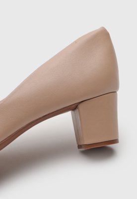 Peep Toe Beira Rio Salto Grosso Bege