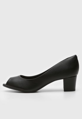 Peep Toe Beira Rio Salto Grosso Preto