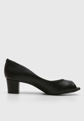 Peep Toe Beira Rio Salto Grosso Preto